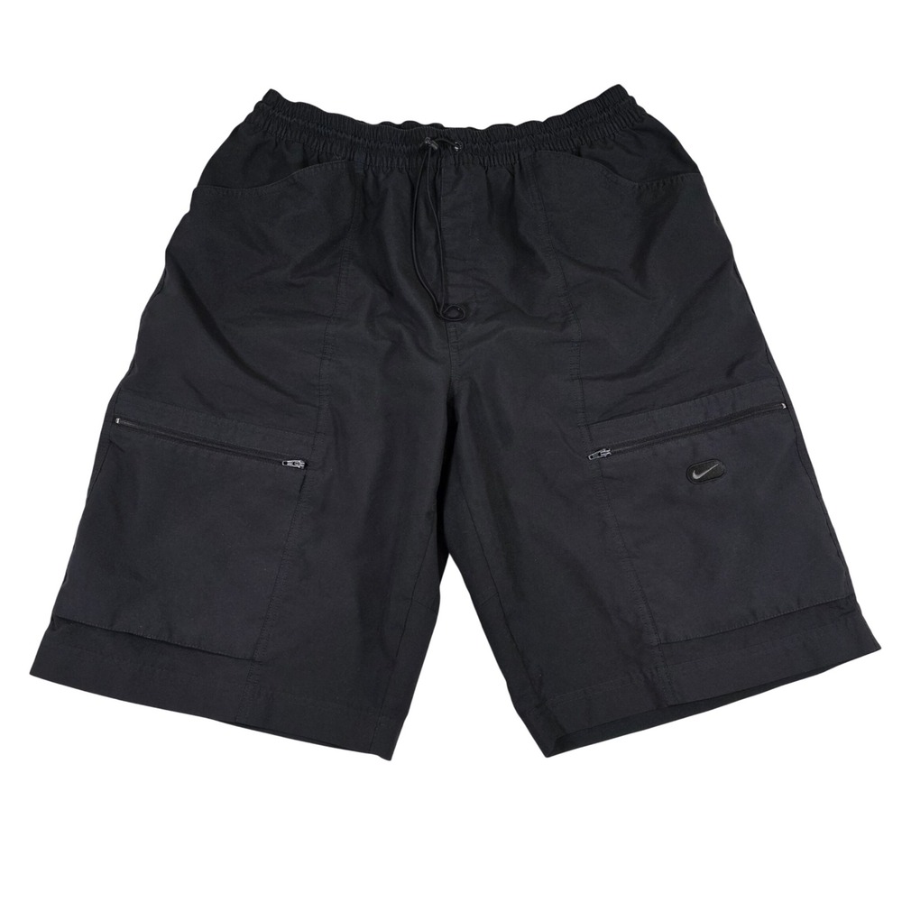 Vintage Nike Silver Tag Cargo Shorts L Black Nylon Baggy Y2K Tactical Skater